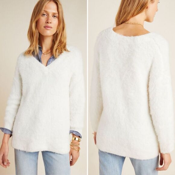 Anthropologie Simone Sweater Ivory $130 S - Picture 1 of 8
